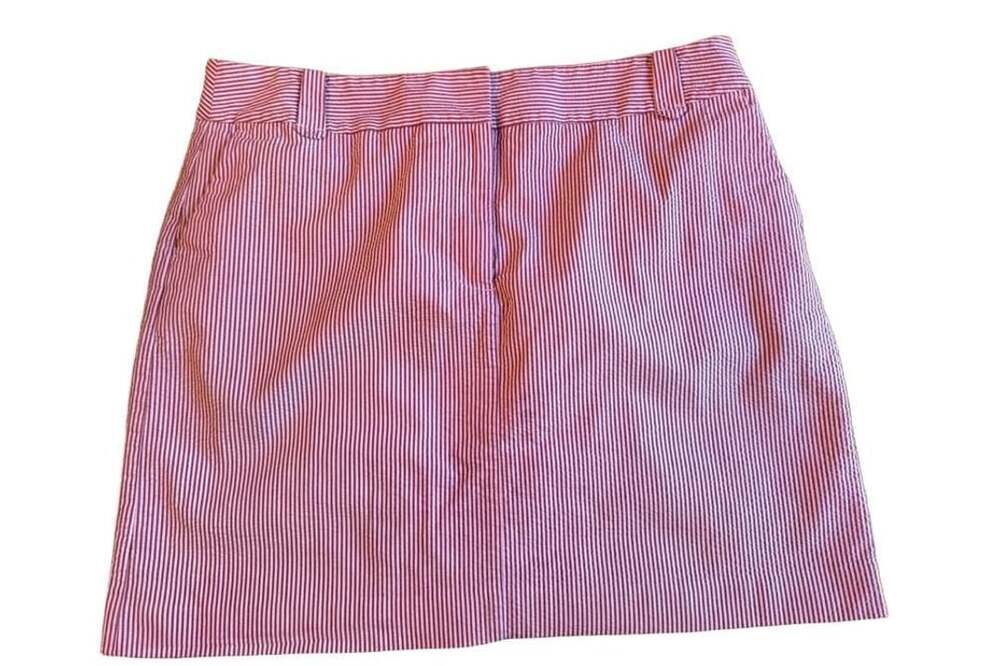 Ann Taylor Loft red  Stripe Seersucker Mini Skirt Size 12 h1436